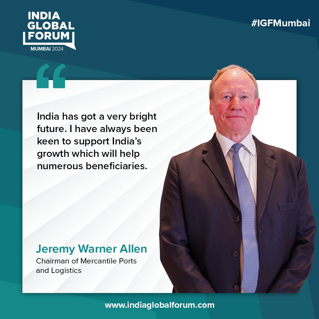 When asked about the future and role of ports & infrastructure, Jeremy Warner Allen highlighted 🇮🇳 potential to be an export hub & the importance of waterways in transporting heavy-weight cargo. Join the Conversation: indiaglobalforum.com/igf_details.ph… #IGFMumbai