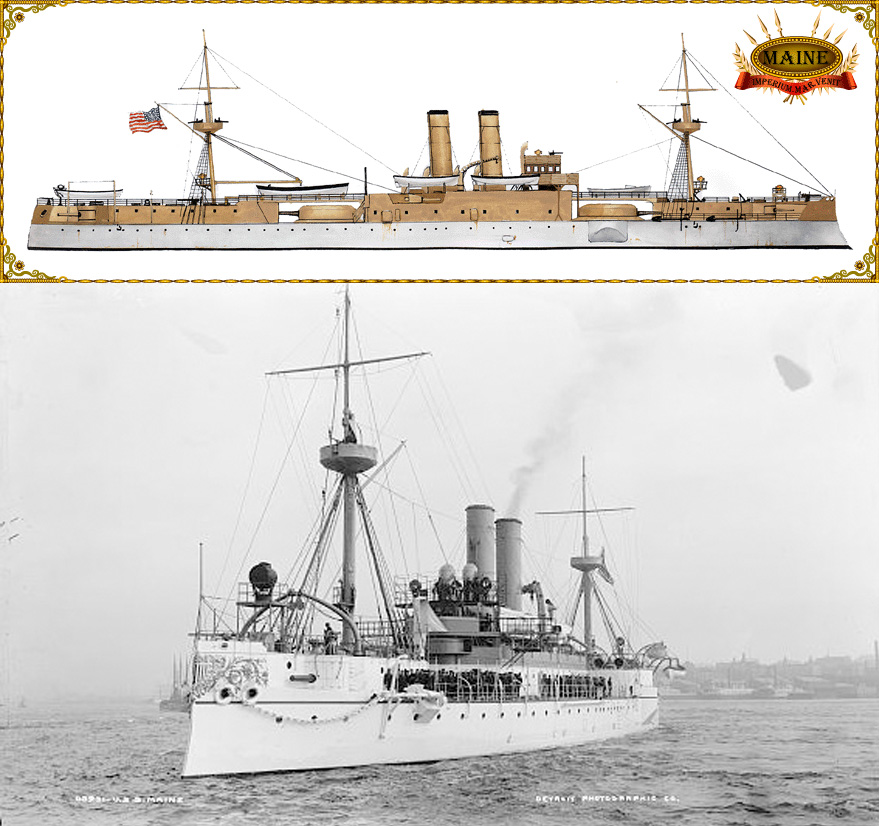 The first US armoured cruiser that triggered a war: USS Maine, explosing in Havana Harbor on February 15 1898. She also suffered as USS Texas a very long construction time. naval-encyclopedia.com/industrial-era… #spanamwar #cuba #rememberthemaine #teddyroosevelt #ussmaine #maine #usnavy #USN