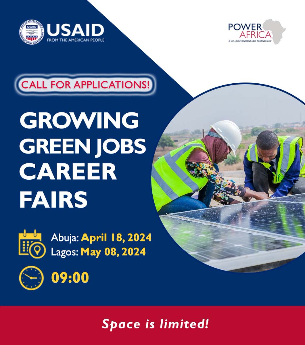Exciting Opportunity for Aspiring Green Energy Professionals! Join the Growing Green Jobs Career Fairs to boost your career in green energy! Don't miss out! Apply now: forms.gle/wZbMGTWuVBzMby…