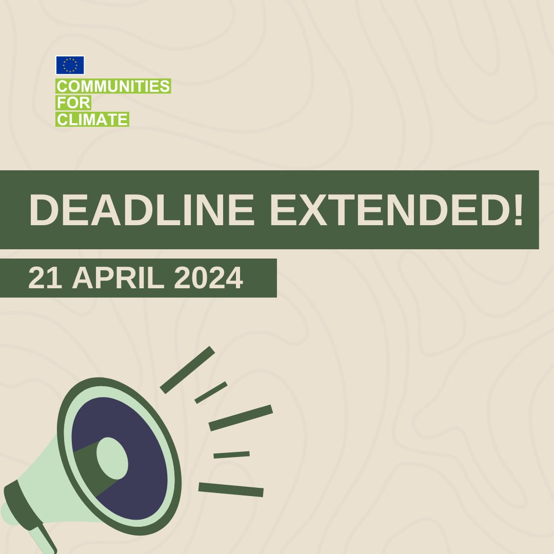 📢Deadline extended! Apply by 21 April! Passionate about local #climateaction? Apply for #CommunitiesforClimate! Get support, mentorship & more for your projects on #CircularEconomy, #renewables, #biodiversity or sustainable #watermanagement Apply here👉europa.eu/!VJBgtg