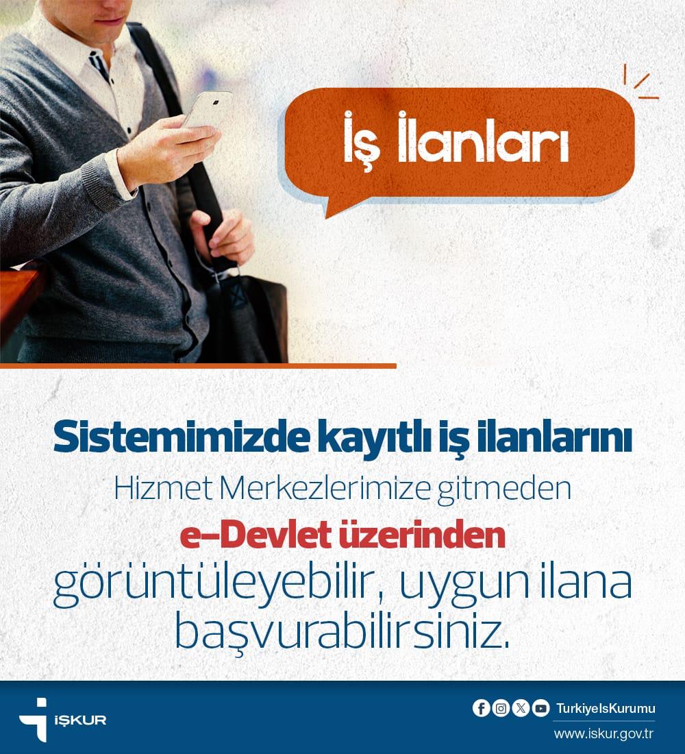 Sistemimizde kayıtlı iş ilanlarını e-Devlet üzerinden görüntüleyebilir, başvurularınızı online olarak yapabilirsiniz. 🔗turkiye.gov.tr/kriterlere-gor…