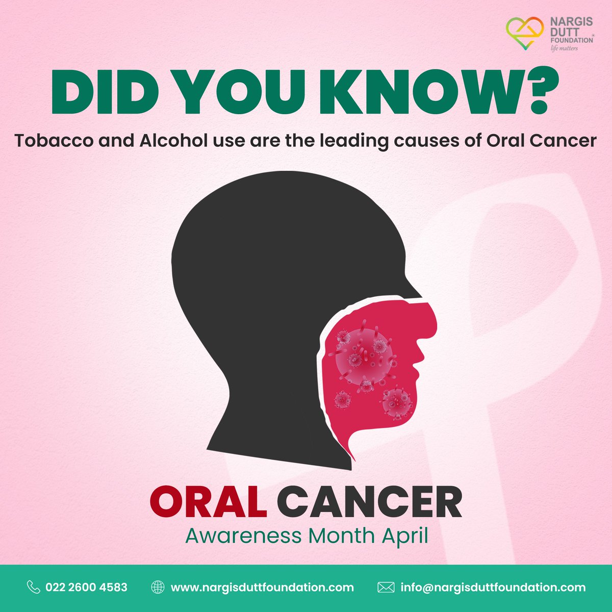 Many cases are diagnosed in advanced stages due to lack of awareness and routine screenings. During #OralCancerAwarenessMonth, let's raise awareness and make a difference in saving lives. #OralCancer #NDF #NargisDuttFoundation #CancerEarlyDetection #LifeMatters #TheresMoreToLife