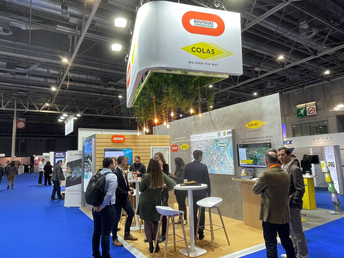 GroupeColas's tweet photo. C'est parti pour le #BIMWorld ! On se retrouve sur le stand Colas Pav. 5 stand D70 pour vous présenter notre expertise #BIM et vous faire la démo de notre outil de jumeau numérique : #2IN https://t.co/fhO51FQ0JO