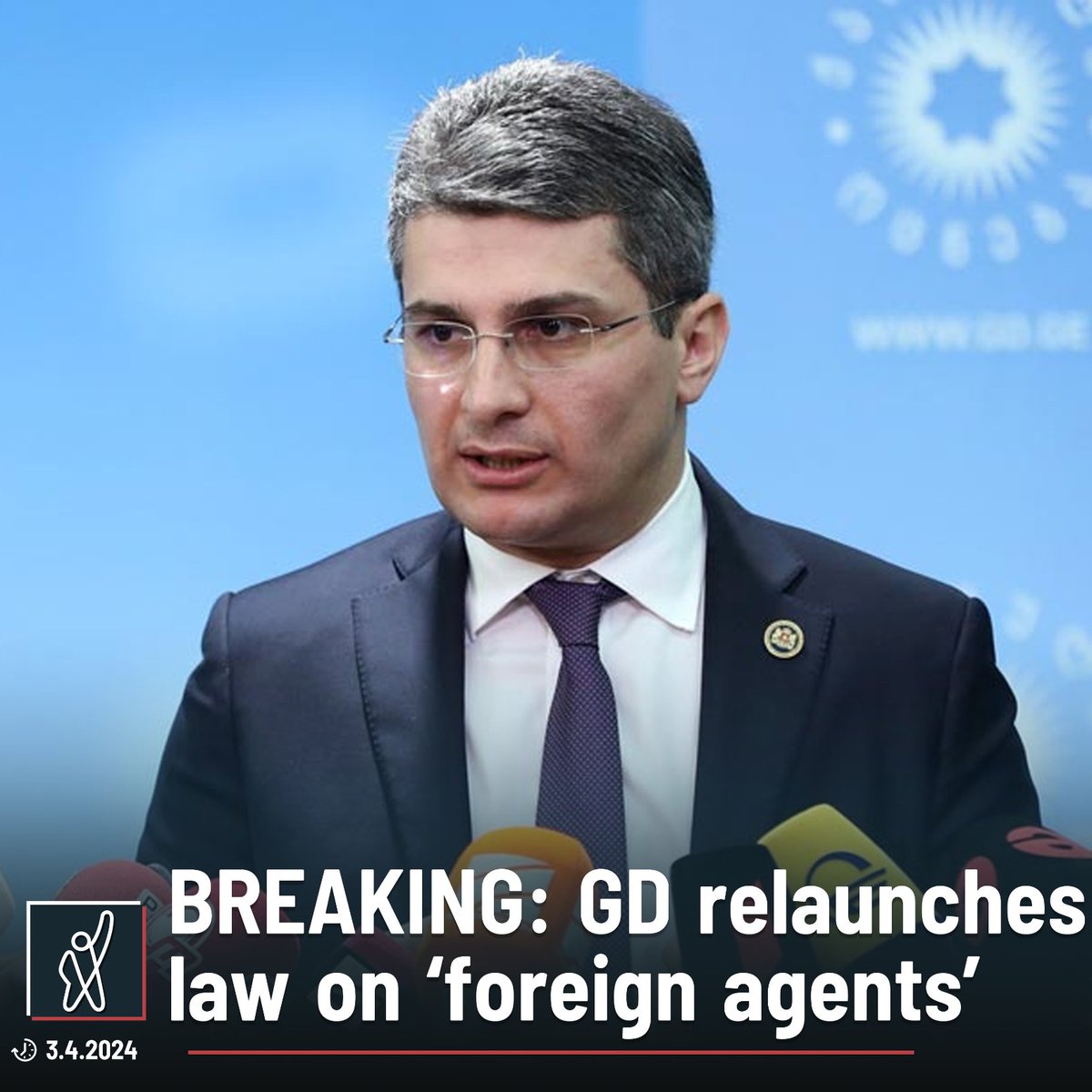 FormulaGe's tweet photo. Georgian Dream is to relaunch law on declaring CSOs as ‘foreign agents” also known as the ‘Russian law’ due to its similarities with the legislation in Russia. The decision on resubmitting the law was announced by GD majority leader Mamuka Mdinaradze. 

The law was withdrawn following massive protests in March 2023.