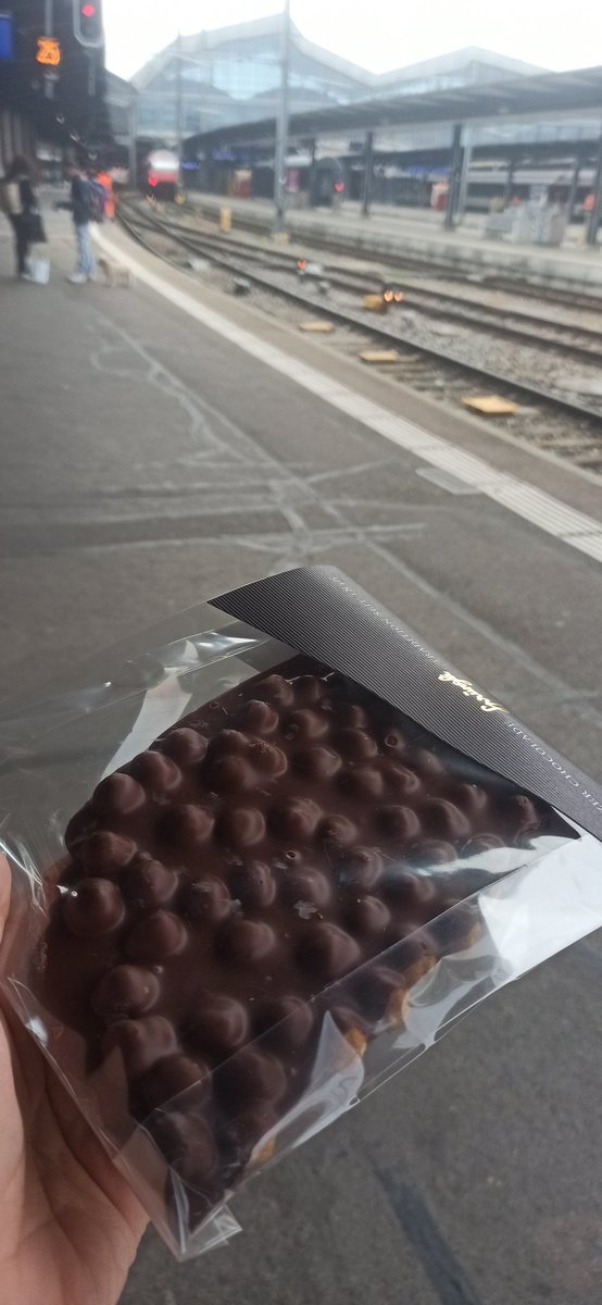 BioPhysMatt's tweet photo. Basel: reached, delay: 1h (expected if going via 🇩🇪, good to have reserve), chocolate for home: acquired 
#conferencebytrain https://t.co/1WOULrobYa