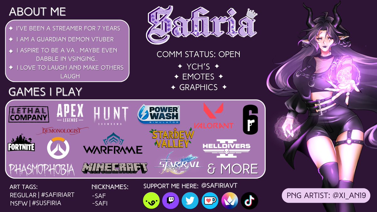 SafiriaVT's tweet image. Hey cuties!

I&apos;ve recently seen an influx of new people following and interacting! It&apos;s nice to meet you all. Here&apos;s a little introduction to me. 🖤✨

I thrive in creative a safe environment for my community. I am simply a silly lil guy and we do create gremlin energy here 😈