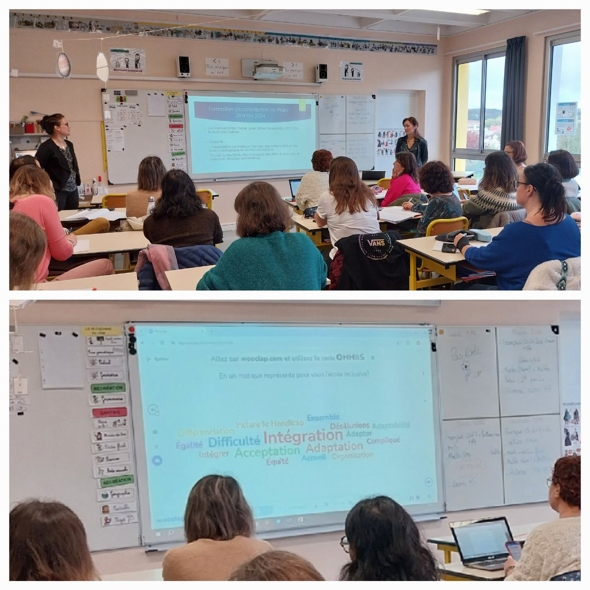 Formation directeurs de la circonscription et enseignants du REP pour accompagner les élèves à besoins éducatifs particuliers. Des références théoriques, des échanges pour aider à construire des parcours adaptés à tous les élèves.  <a href="/acversailles/">Académie de Versailles</a> @lair_sandrine <a href="/Christelle_Louv/">Christ-L Louvard</a>