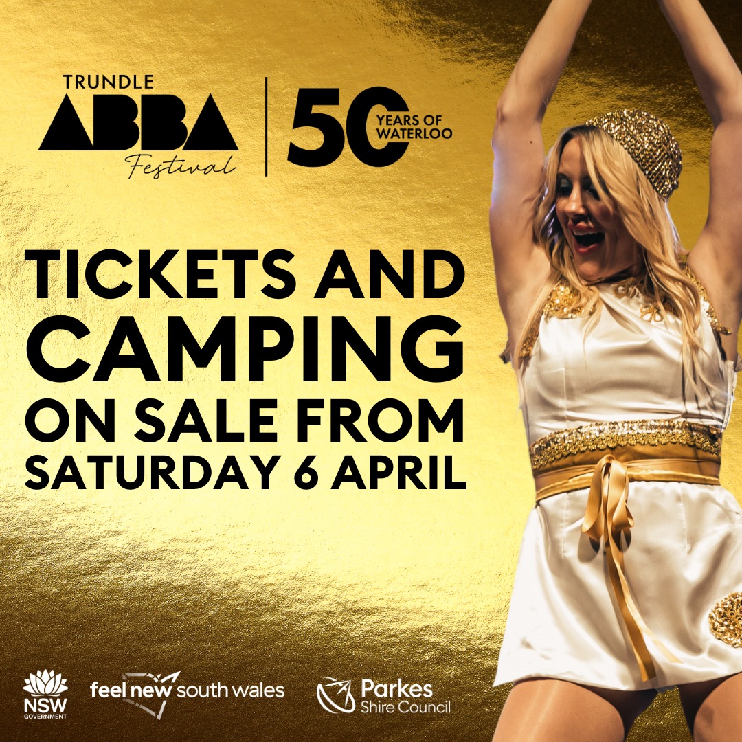 Mamma Mia, here we go again! Tickets and camping for the Trundle ABBA Festival 2024 go on sale from 10am on Saturday 6 April. Stay tuned for more info and don't forget to sign up to our newsletter: bit.ly/TrundleABBAnews