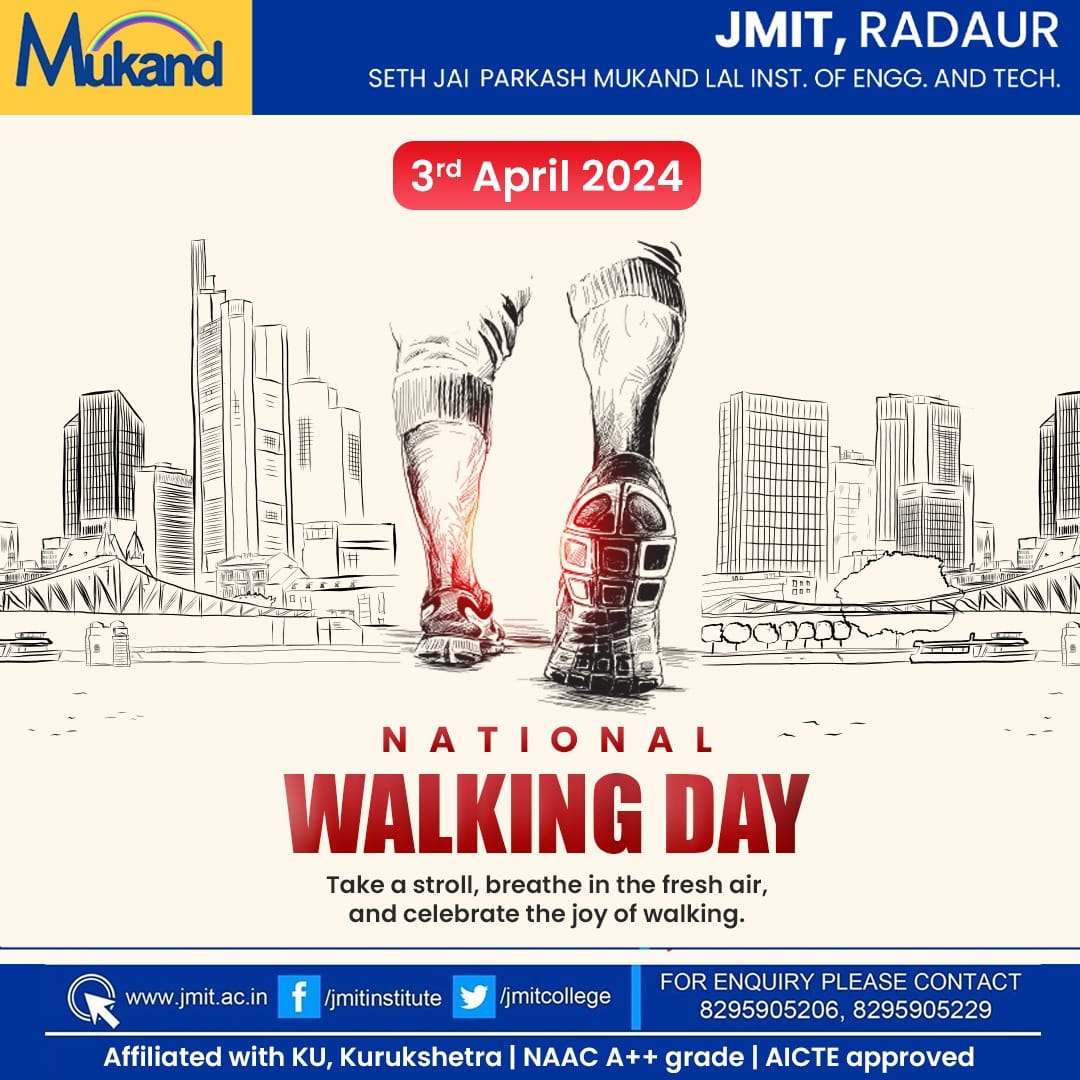 Happy National Walking Day!

Lace up those shoes, hit the pavement, and let's walk towards better health together. 🚶‍♂️👟

.

.

.

#nationalwalkingday #walking #jogging #stayactive #healthylifestyle #steps #cardio #healthyweight #mentalhealth #digestion #jmit #jmitradaur