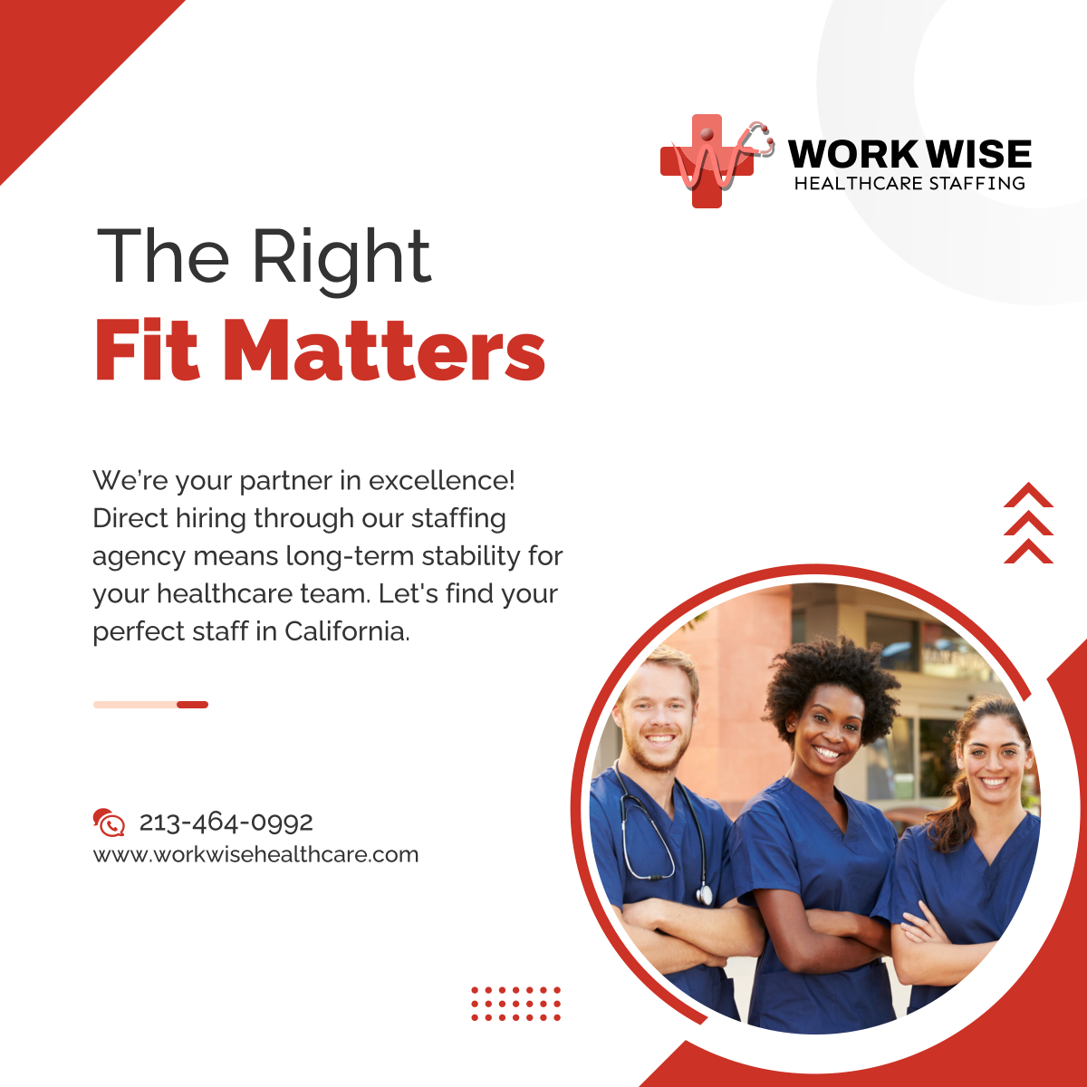 Work Wise Staffing and Consulting is dedicated to solving staffing crises in Los Angeles. From RNs to CNAs, we've got you covered. Let's ensure your patients always have access to quality care. 

#LosAngelesCalifornia #MedicalStaffing #HealthcareTeam