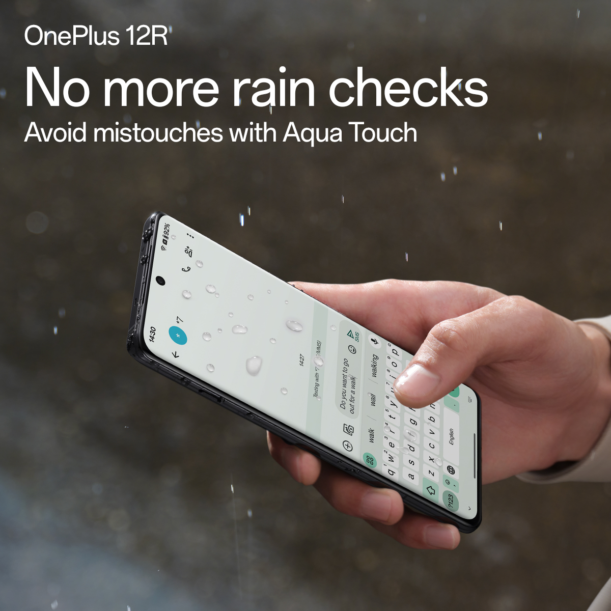 No delays, no mistouches, no screen lags. Experience smoothness even on rainy days with #OnePlus12R Get yours today: onepl.us/48cr1qg