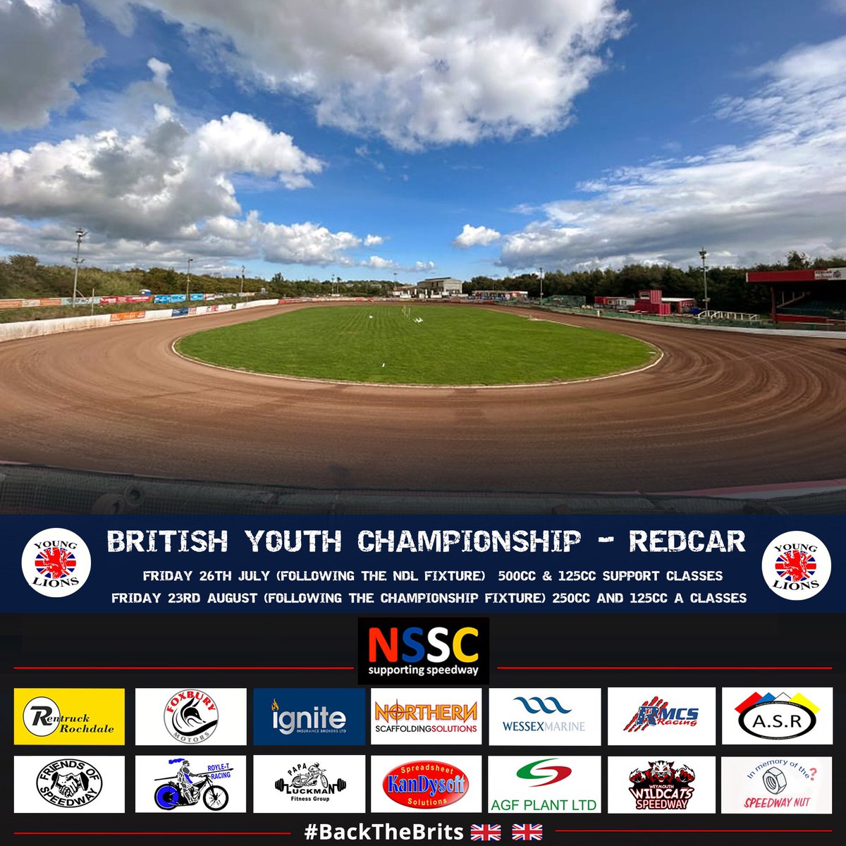 Dates for the BYC rounds at @RedcarBears have now been confirmed: Friday 26th July (after the NDL Fixture): 500cc & 125cc Support classes Friday 23rd August (after the Championship Fixture): 250cc & 125cc A classes Our thanks to the Redcar Bears promotion #BackTheBrits 🇬🇧🇬🇧