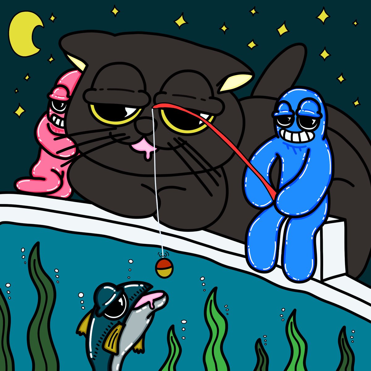 wataru_1994's tweet photo. 「魚釣り」

#ポップアート #絵 #イラスト #popart #art #artwork #illustration https://t.co/rjl9P3aMu9