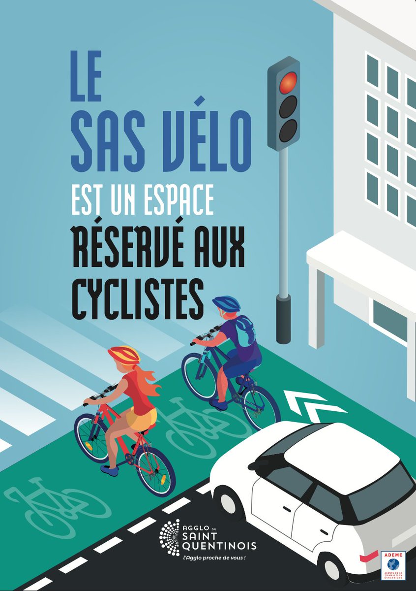 Le SAS Vélo est un espace destiné aux cyclistes sur un carrefour à feux tricolores.🚴🚦

Cet aménagement a pour but de rendre + visibles les cyclistes et les met en sécurité quand ils tournent à gauche.  

Automobilistes, pour le bien de tous, ne vous arrêtez pas sur le sas vélo.