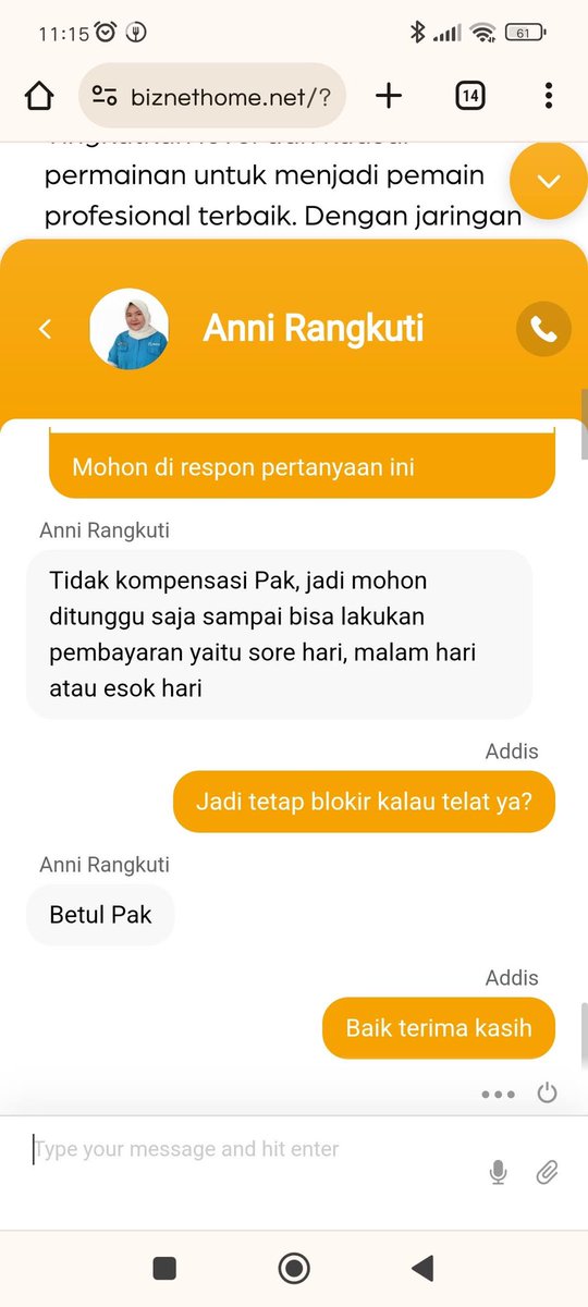 adisk18's tweet photo. @BiznetHome bagaimana ini mau bayar dari kemaren tapi ada gangguan, kalau telat di blokir, cs sudah tegaskan, pokoknya blokirr kalau telat, gak peduli salah siapa https://t.co/7gT0TSWpTx