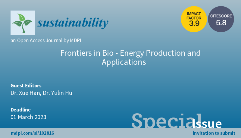 Sus_MDPI's tweet photo. #CallforReading

"Frontiers in Bio-Energy Production and Applications" welcomes your reading

Edited by Dr. Xue Han and Dr. Yulin Hu., including 9 papers

#mdpi #openaccess #sustainability #bioenergy #biomass #processscaleup

More at https://t.co/x0RvgNEsPy https://t.co/NxUqOdDhCA
