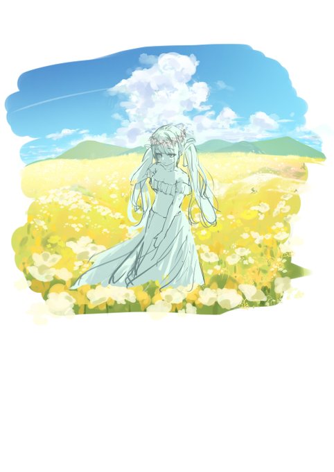 「flower wreath white dress」 illustration images(Latest)