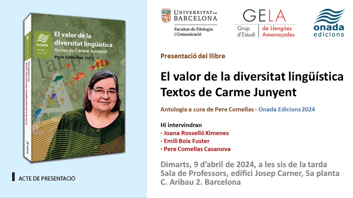 Si us vau perdre la presentació a la llibreria Ona o a la Biblioteca Marcel·lí Domingo de Tortosa, una altra oportunitat a la @FilComUB dimarts dia 9 d'abril, amb @EmiliBoix @JoanaRossello i @Perecomellas1 @OnadaEdicions