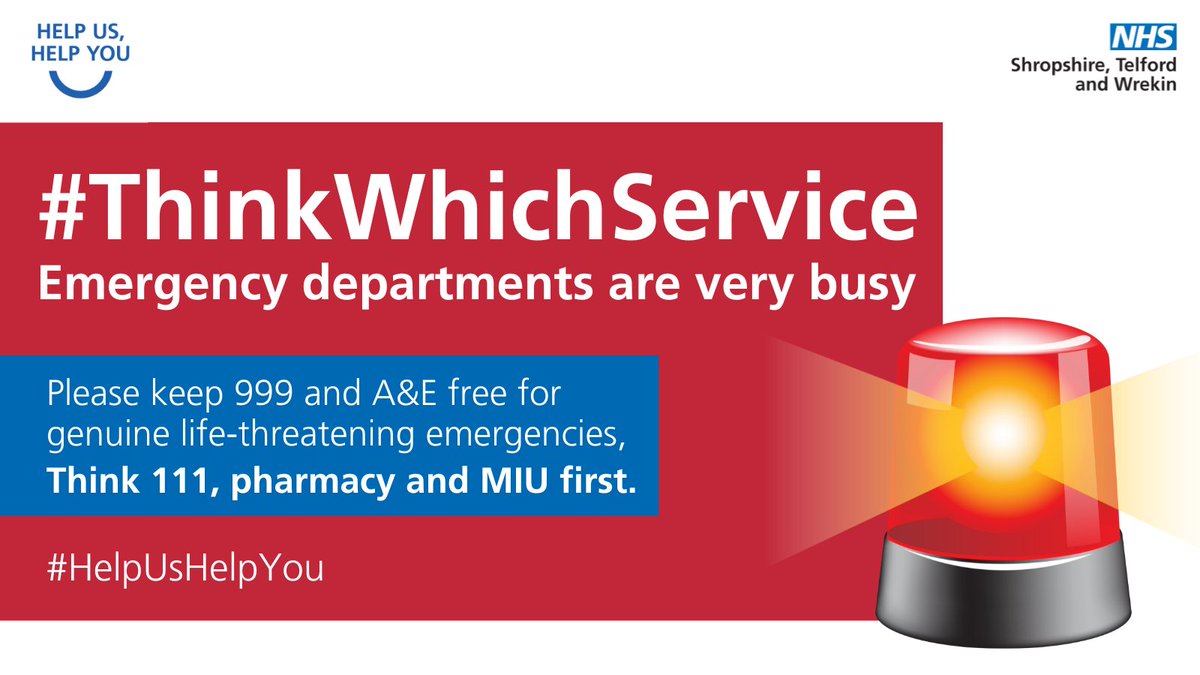 Think Which Service. Our #A&E departments are very busy right now, we’re asking you to think NHS 111, visit a Minor Injury Unit if you can or your local pharmacy. For more info visit ➡️ thinkwhichservice.co.uk ❗ For life threatening emergencies, always contact 999.