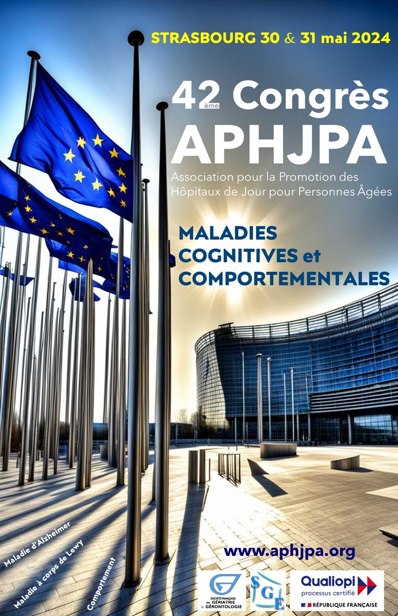 Le congrès de l'APHJPA arrive à Strasbourg 👍Thématiques les symptômes cognitifs et comportementaux, avec un focus sur la Maladie à corps de Lewy et la Maladie d'Alzheimer. Congrès ouvert à toutes et tous, en particulier aux professionnels de Santé aphjpa.org/congres/11-not…