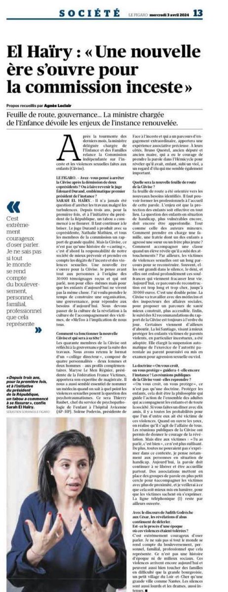 Face à l'inceste représentée par sa Présidente Solène Podevin Favre rejoint le collège directeur de la CIIVISE. Face à l'inceste se réjouit de suivre la mise en œuvre des 82 préconisations rendues en novembre 2023 et remercie la Ministre pour sa confiance. @sarahelhairy