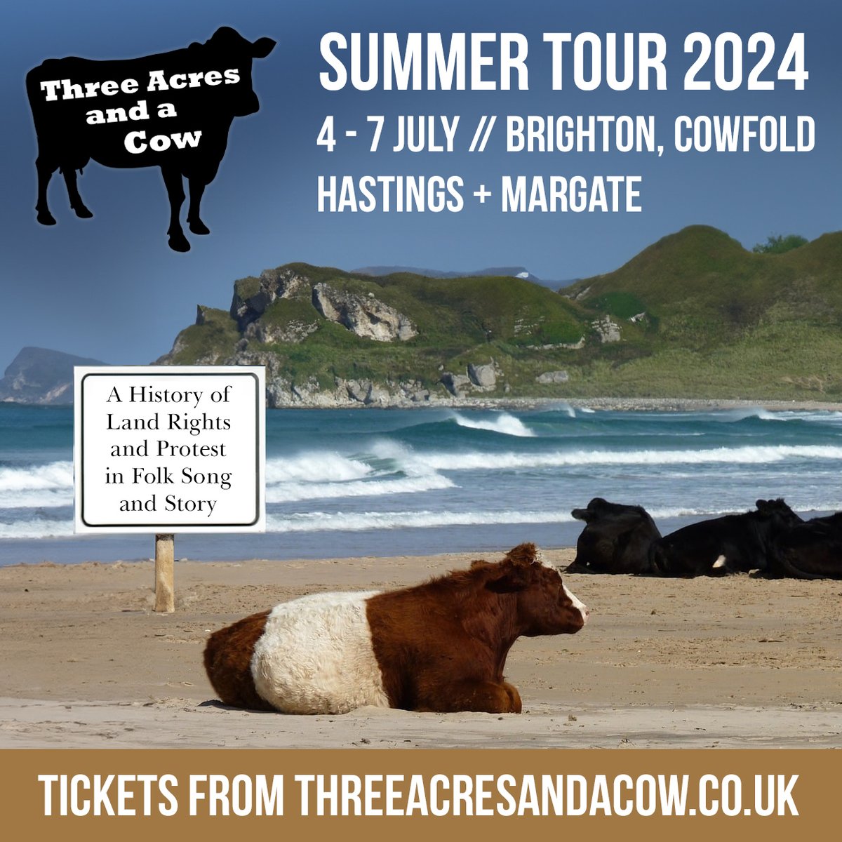 Cows on the beach! Our summer tour has just been announced, all places we've never been before along the south east coast... threeacresandacow.co.uk/shows/ #brighton #hove #hastings #margate #cowfold yes, there actually is a place called Cowfold and they've booked us for a show!