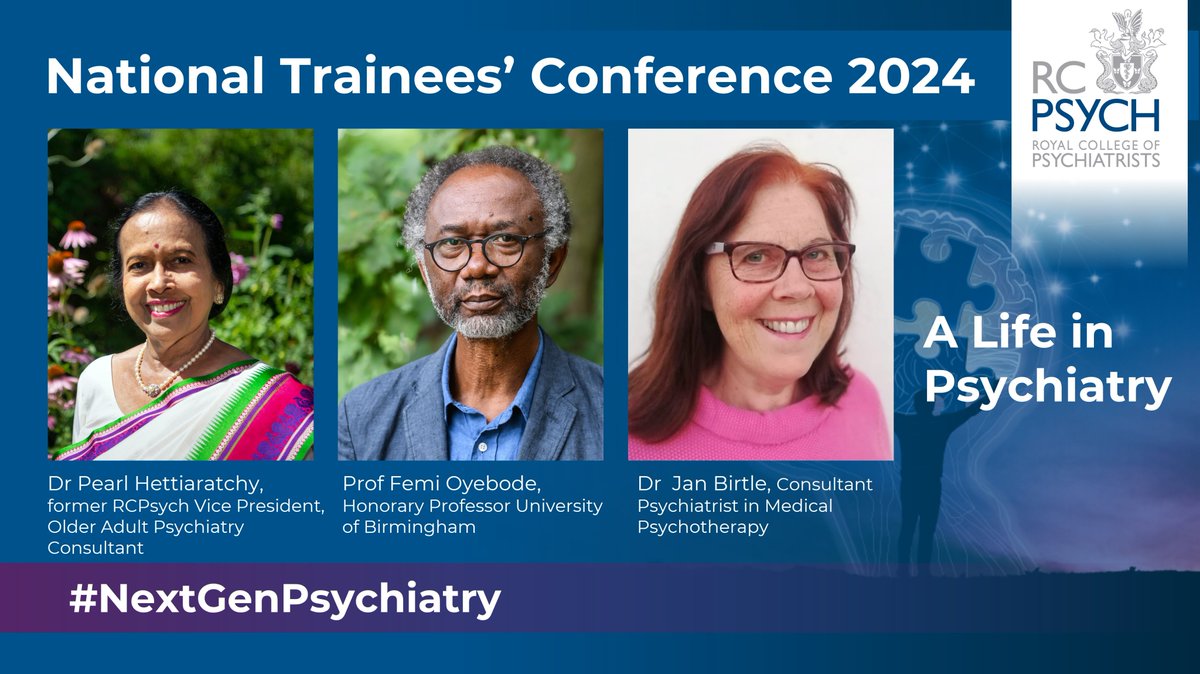 We're so excited to close our #NextGenPsychiatry National Trainees' Conference with a panel discussion on 'A Life in Psychiatry' with three inspiring Psychiatrists with incredible careers, chaired by @JohnHMCrichton! Book now, tickets are selling fast ➡️ bit.ly/48DJLQ0