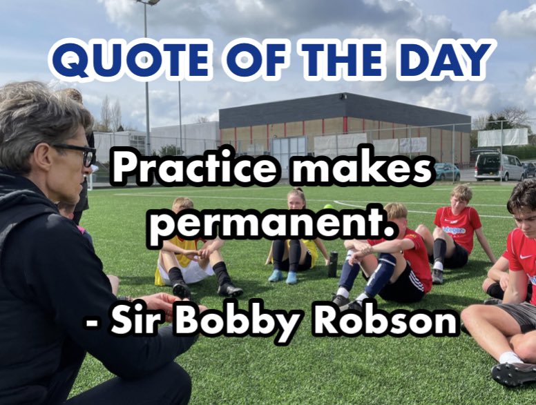 The late great Sir Bobby with some wise words about practice. Practice allows you to permanently be able to execute a skill or a particular shot! 🔂💙⚽️ #integerfootball #qotd #motivation