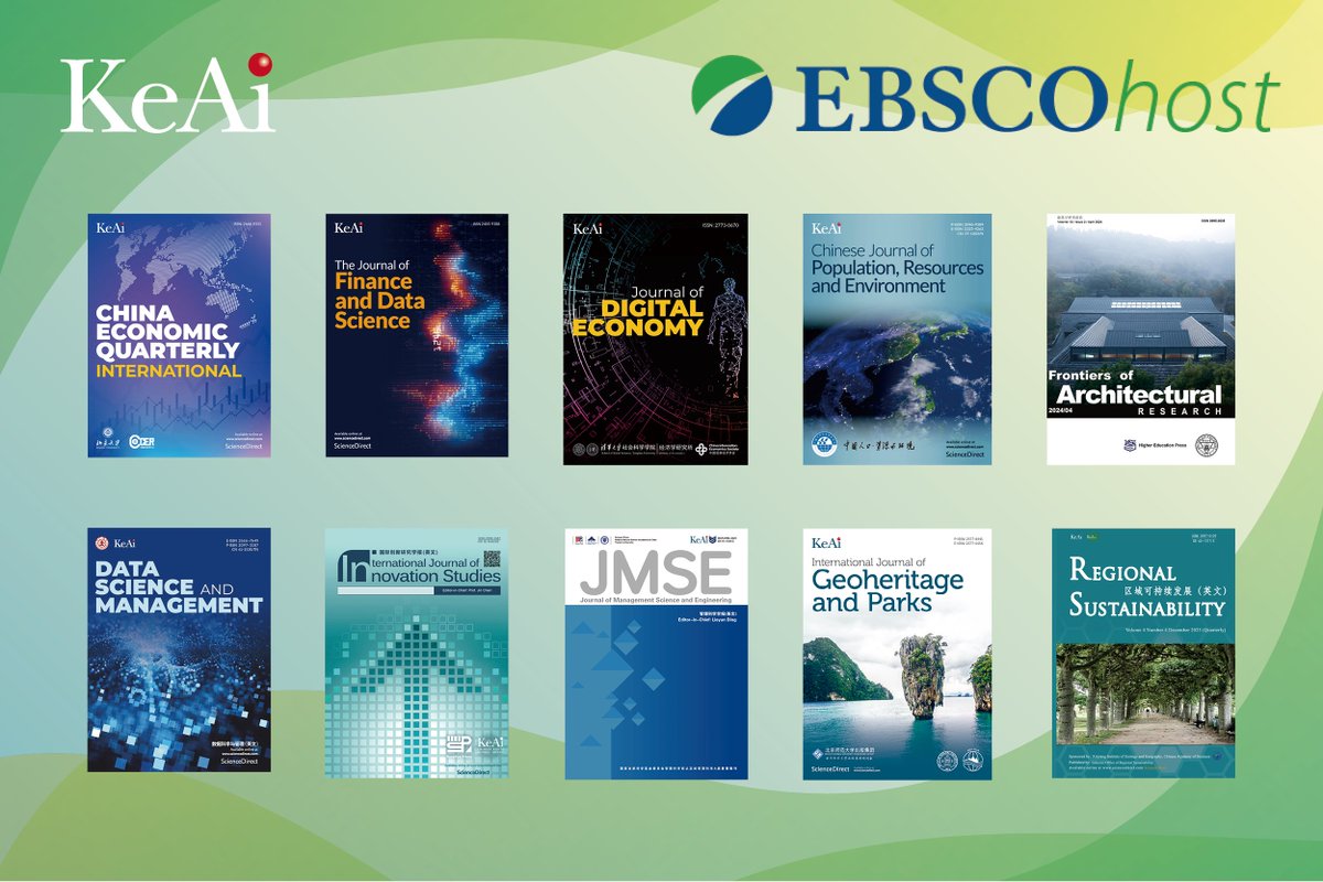 📢📢📢 You can now easily access the latest research from the following KeAi journals through #EBSCO. Do any fit your field? Start exploring today!
#Economics #ManagementScience #Finance #DataScience #RegionalStudies #Architecture #UrbanPlanning #OAjournals #PublishingOpportunity