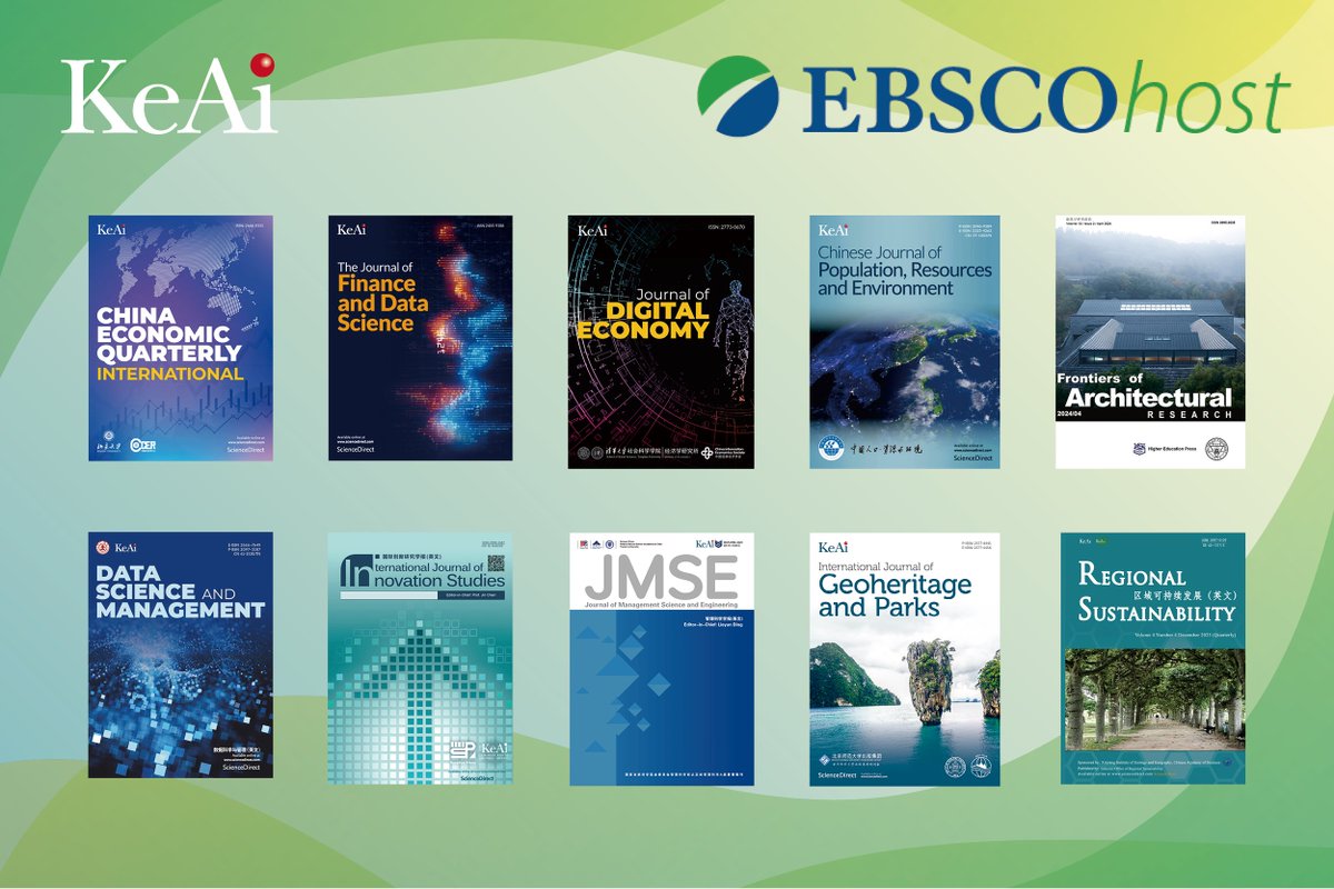 KeAi_SS's tweet image. 📢📢📢 You can now easily access the latest research from the following KeAi journals through #EBSCO. Do any fit your field? Start exploring today!
#Economics #ManagementScience #Finance #DataScience #RegionalStudies #Architecture #UrbanPlanning #OAjournals #PublishingOpportunity