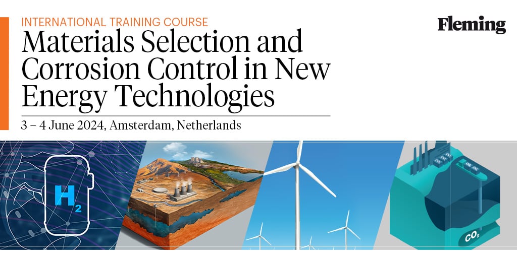 🌟 Join us for a training event on 'Materials Selection and Corrosion Control in New Energy Technologies' with Dr. Steve Paterson in Amsterdam! Gain industry insights to drive sustainability. Sign up now! eu1.hubs.ly/H08nzsq0 #NewEnergy #MaterialsSelection #CorrosionControl🌍