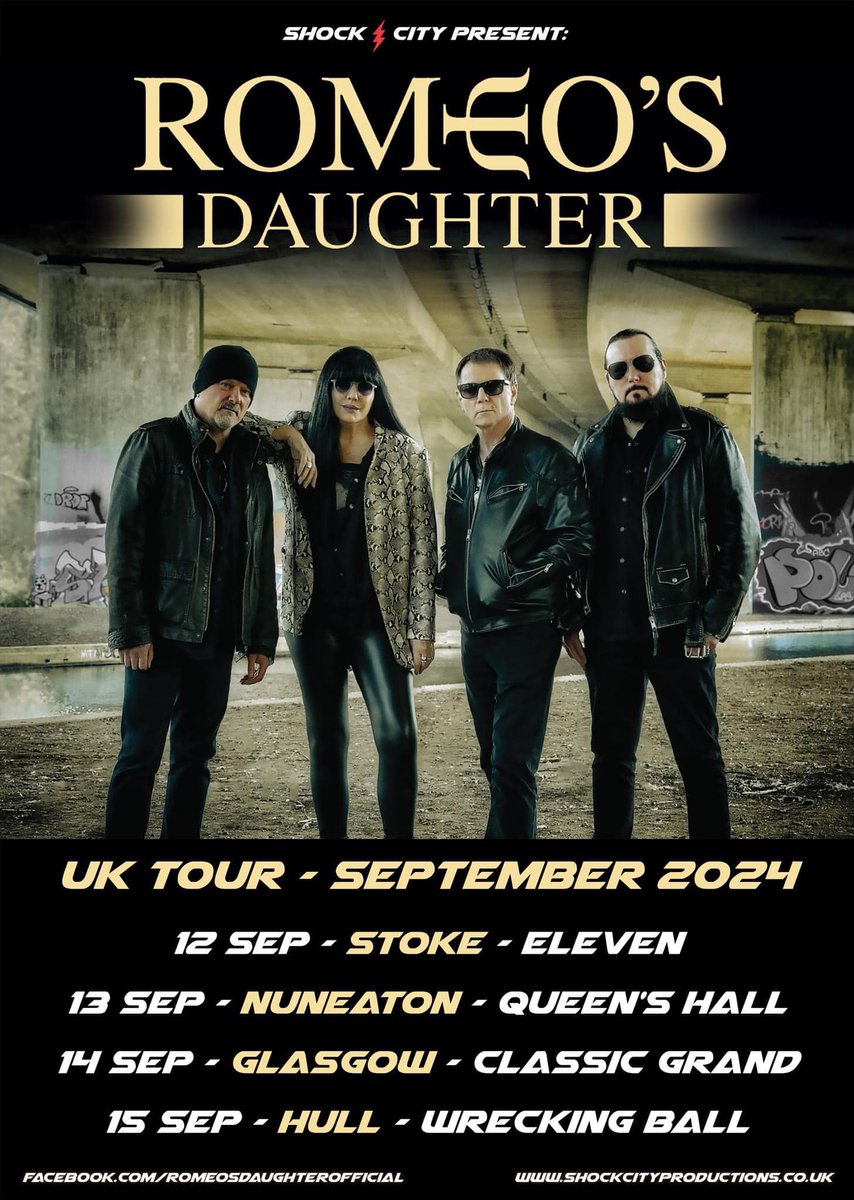 SEPTEMBER DATES!!! @romeosdaughter have added dates for September & r hoping to add more? So if u have a town/city/venue in the UK that u would like us to stop by? Please let us know! TICKETS: facebook.com/photo/?fbid=10… #ElevenStoke #QueensHallNuneaton @ClassicGrand @WBartscentre