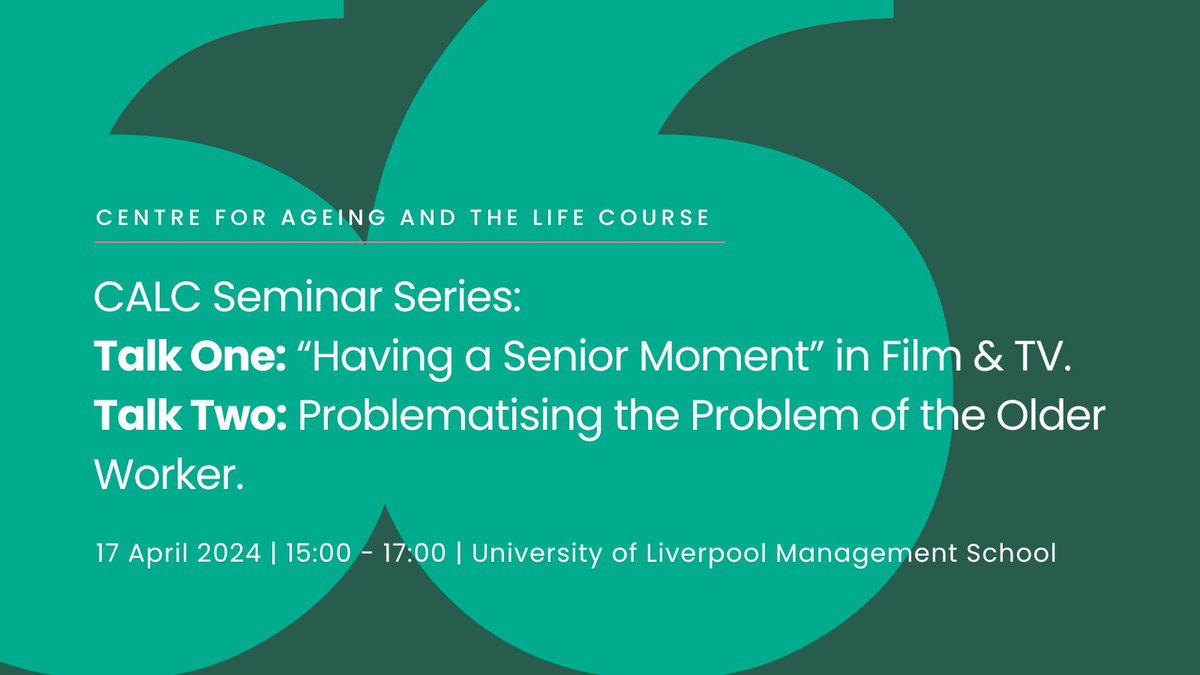 📢 You're invited to the latest in the Centre for Ageing and the Life Course's Seminar Series. 📆 17 April 2024 🕑 15:00 - 17:00 📍 @UoLManSchool Register here ⤵️ ticketsource.co.uk/school-of-law-… @livunislsj @livunisoc @livunihss @houtyou880719