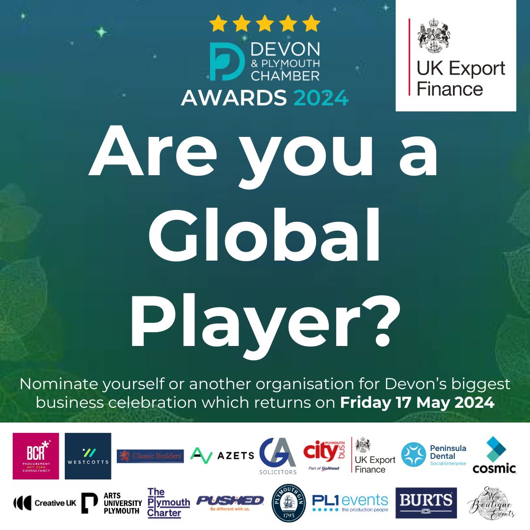 You only have until this Friday (5 April) to nominate yourself or another business for our Devon & Plymouth Chamber ❗️ Simply visit bit.ly/43K7igS and click the button below your chosen category to fill in the entry form ✍️ #DPCCAwards #ConnectGrowSucceed