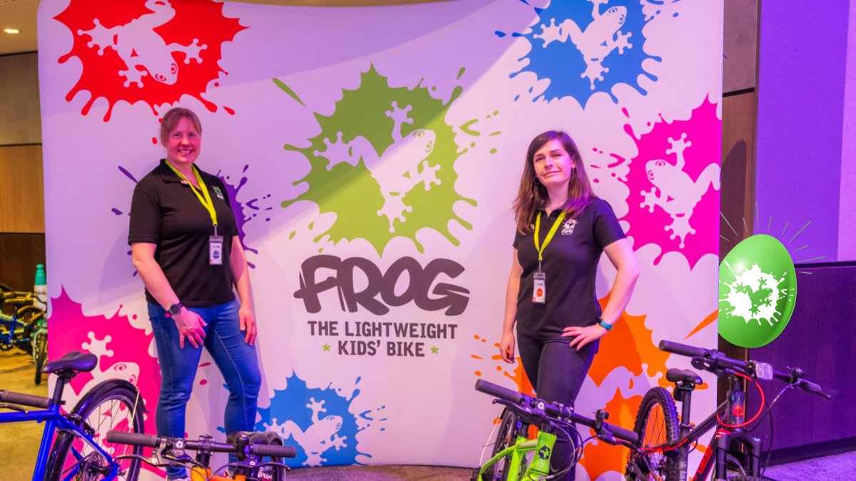 We were thrilled to welcome Kirsteen & Alice of @frogbikes to the #BikeabilityConference last month. They showcased their Frogtastic range of cycles for our delegates and might have hidden an Easter surprise at their stand! (Have you spotted it? 👀🔎ow.ly/3yIx50R1Zc8)