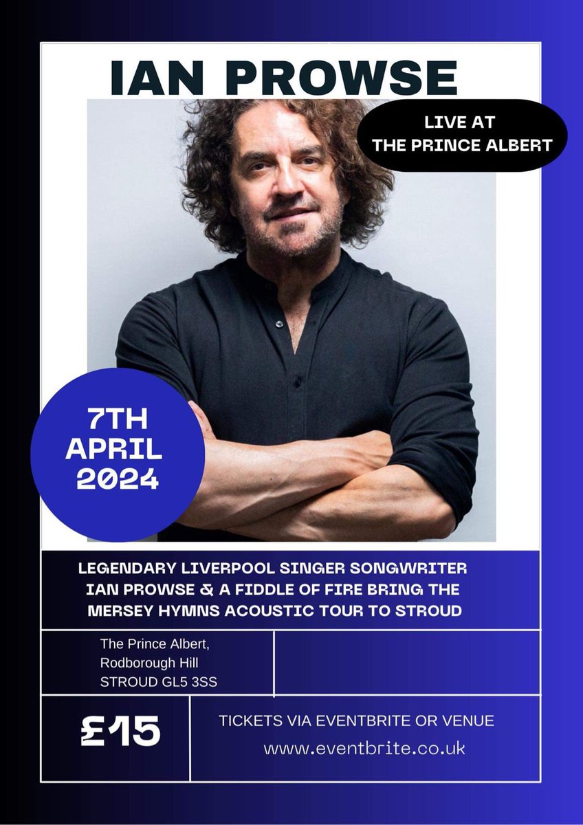 We hear there's a few final tickets available for Ian Prowse Mersey Hymns Acoustic & Fiddle of Fire at the fantastic Prince Albert Stroud. Sunday 7th April, 7:30pm. With proceeds supporting our Trinity Rooms Community Hub will you help make it a sell out!? ow.ly/7pKx50QrmTw