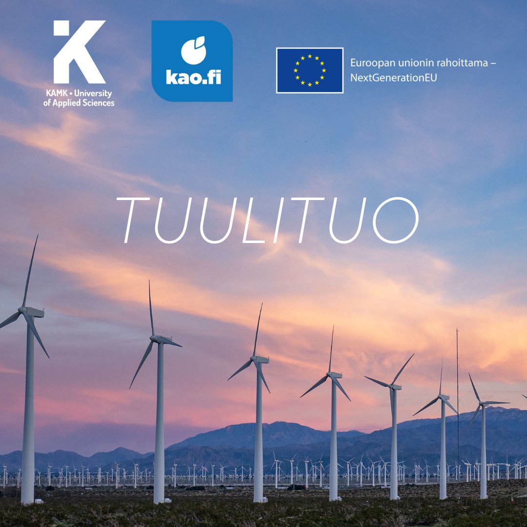 Kiinnostaako ura tuulivoimaloiden huollon ja kunnossapidon parissa? Tutustu elokuussa 2024 alkaviin työnjohdon ja asentajan koulutuksiin ja hae mukaan kamk.fi/tuulituo