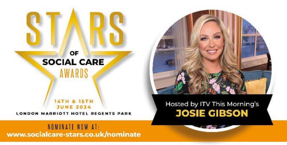 Don’t miss out on your chance to shine a light on the brilliance of #socialcare with 𝐉𝐨𝐬𝐢𝐞 𝐆𝐢𝐛𝐬𝐨𝐧‼️ There’s still time to nominate for the 2024 Stars of Social Care Awards bit.ly/3iuvXCW #SocialCareStars