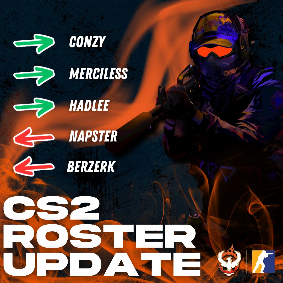 --- CS2 ROSTER UPDATE ---

Our <a href="/CounterStrike/">CS2</a> team has had a little update, we welcome in <a href="/izt_hadlee/">izt_hadlee</a> <a href="/merciless/">merciless</a> &amp; @conzy998 into the team.

Team now consists of:
<a href="/ReaperZ_CS/">ReaperZ</a> <a href="/WinryCS/">WinryCS</a> @noodleCSGO @conzy998 <a href="/merciless/">merciless</a> <a href="/izt_hadlee/">izt_hadlee</a>
With Napster, BerZerk on the bench
#InToTheFlames🔥