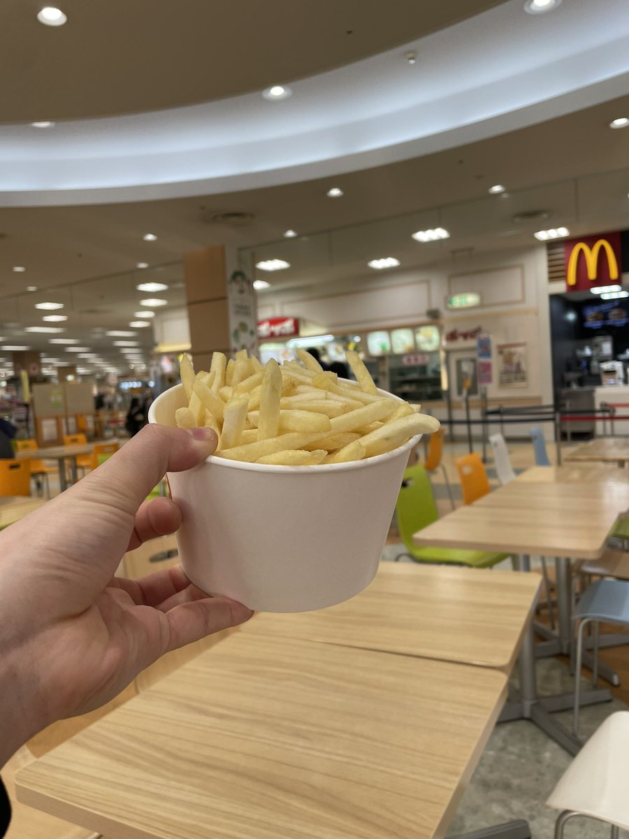 ryo453d's tweet photo. 屯田のヨーカドーなくなっちゃうの悲しいーー
弔いに高校の時にたむろしていたフードコートにきてポッポのメガポテトを食べました https://t.co/My4XeAsLtt