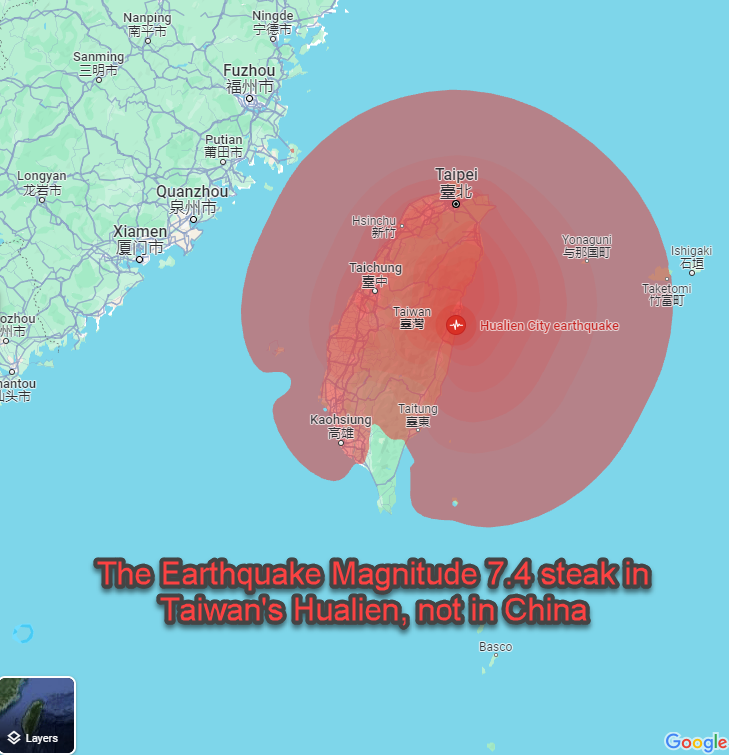 @globaltimesnews The Earthquake Magnitude 7.4 steak in Taiwan's Hualien, not in China, stop speading #CCP's #disinformation #FreeTaiwan #FreeTibet #XiJinping