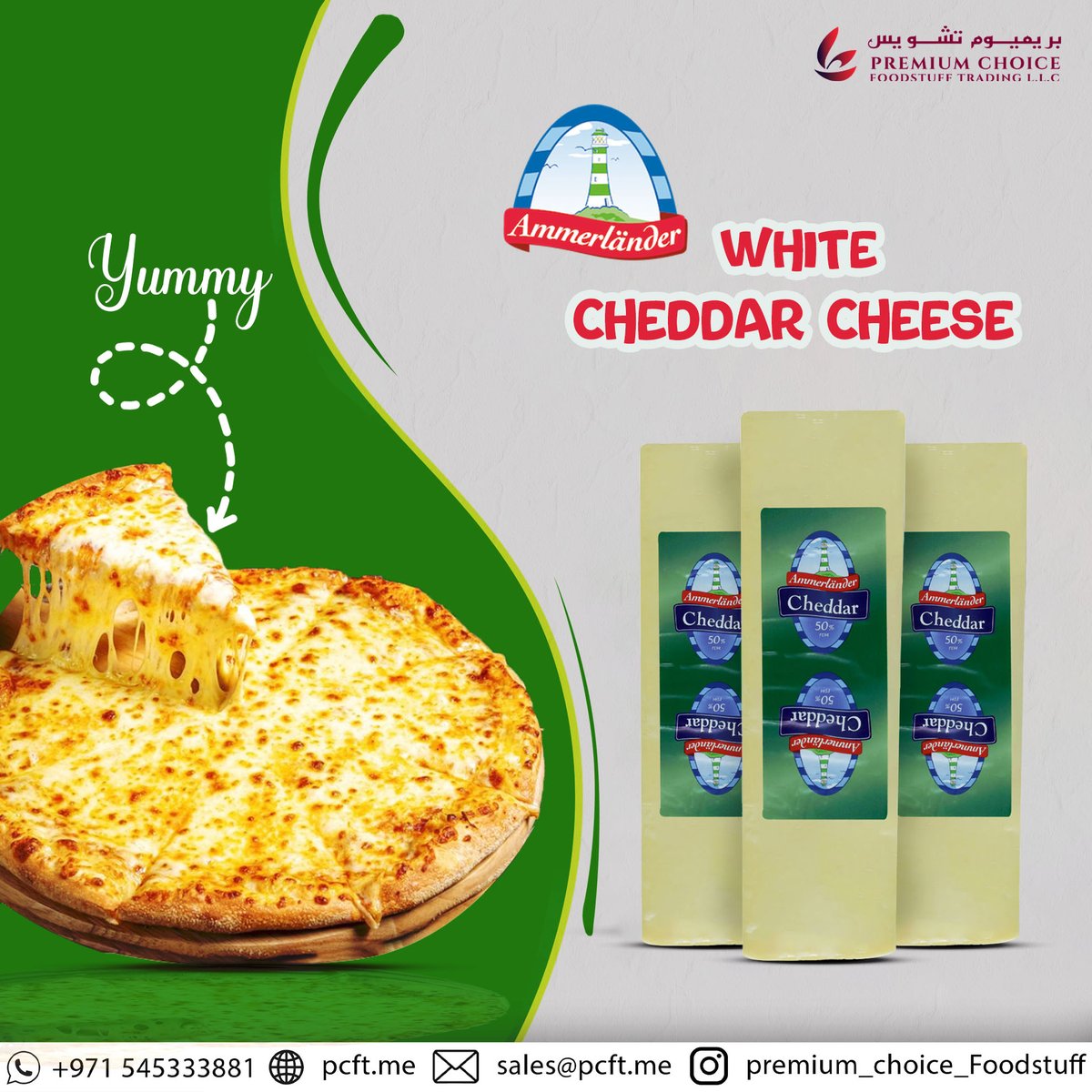White Cheddar Cheese

Ammerland  | Premium choice Foodstuff Trading 
.
.
.
.
#PremiumChoice #CheddarCheese #DubaiDelicacies #GourmetCheese #CheeseLovers #UAEFoodie #DubaiGourmet #QualityCheese #FoodstuffTrading #LuxuryTaste #CheeseIndulgence #DubaiCheese #PremiumFoodstuff