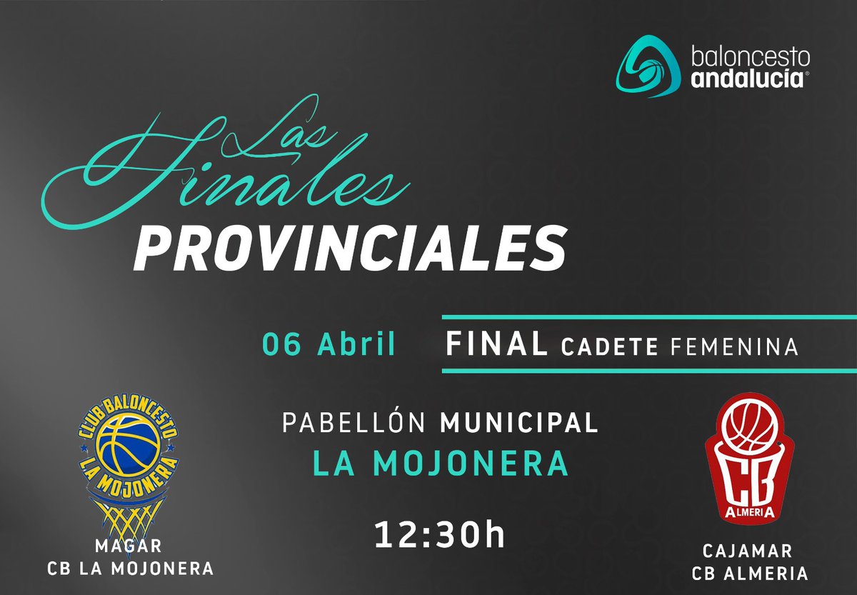 Este sabado se disputa la final Cadete Femenina en La Mojonera ambos equipos clasificados para #CADEBACF2024 se disputarán el titulo de Campeón Provincial