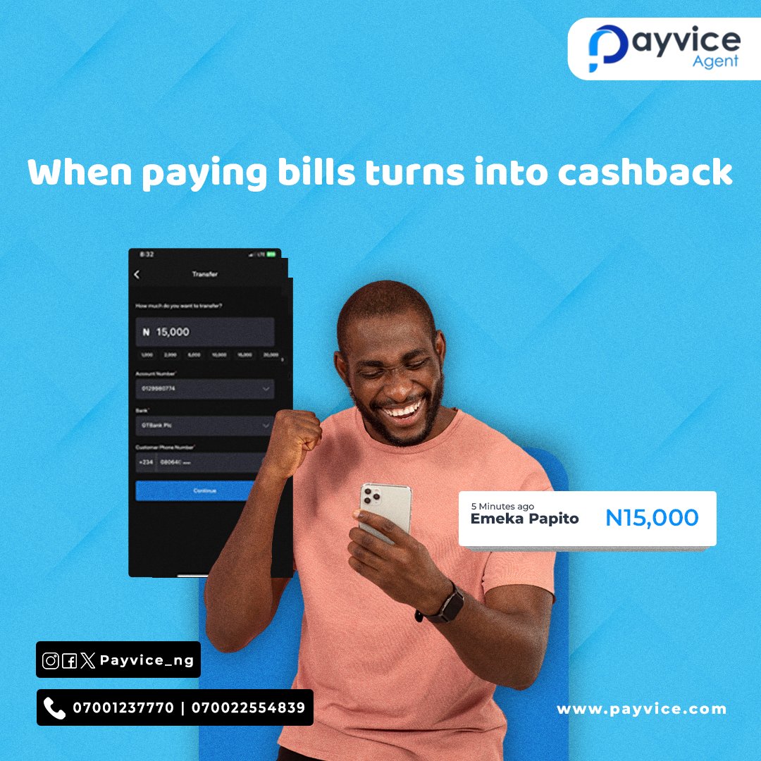 Earn instant cashback from paying your own bills on the Payvice app. 

Download the Payvice mobile app on Google Playstore or Apple store today.

#Cashback
#BillsPayments 
#Payvice
#PayvicePOS
