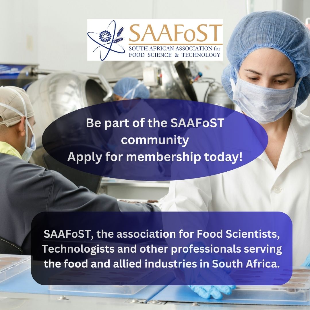 Apply and pay your SAAFoST membership today! Click the link tinyurl.com/2p9n6vaw and follow the prompts. SAAFoST, we are for Food Scientists, Technologists and other professionals serving the food and allied industries in South Africa. #saafostconnect #saafost #foodscience