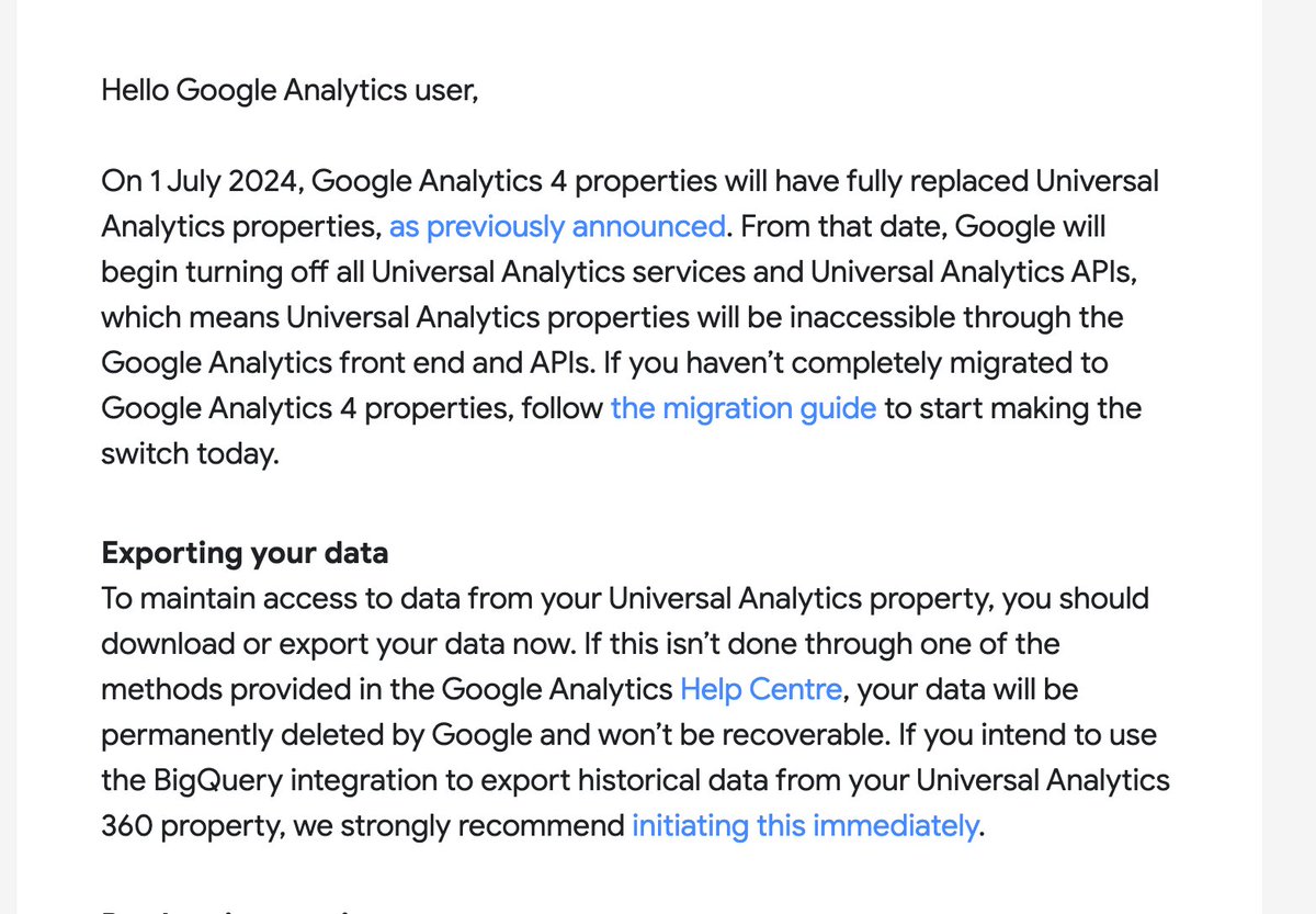 OmiSido's tweet image. All Universal Analytics services cease to function starting 1 July 2024!!!

#ga4 #GoogleAnalytics #GoogleAnalytics4