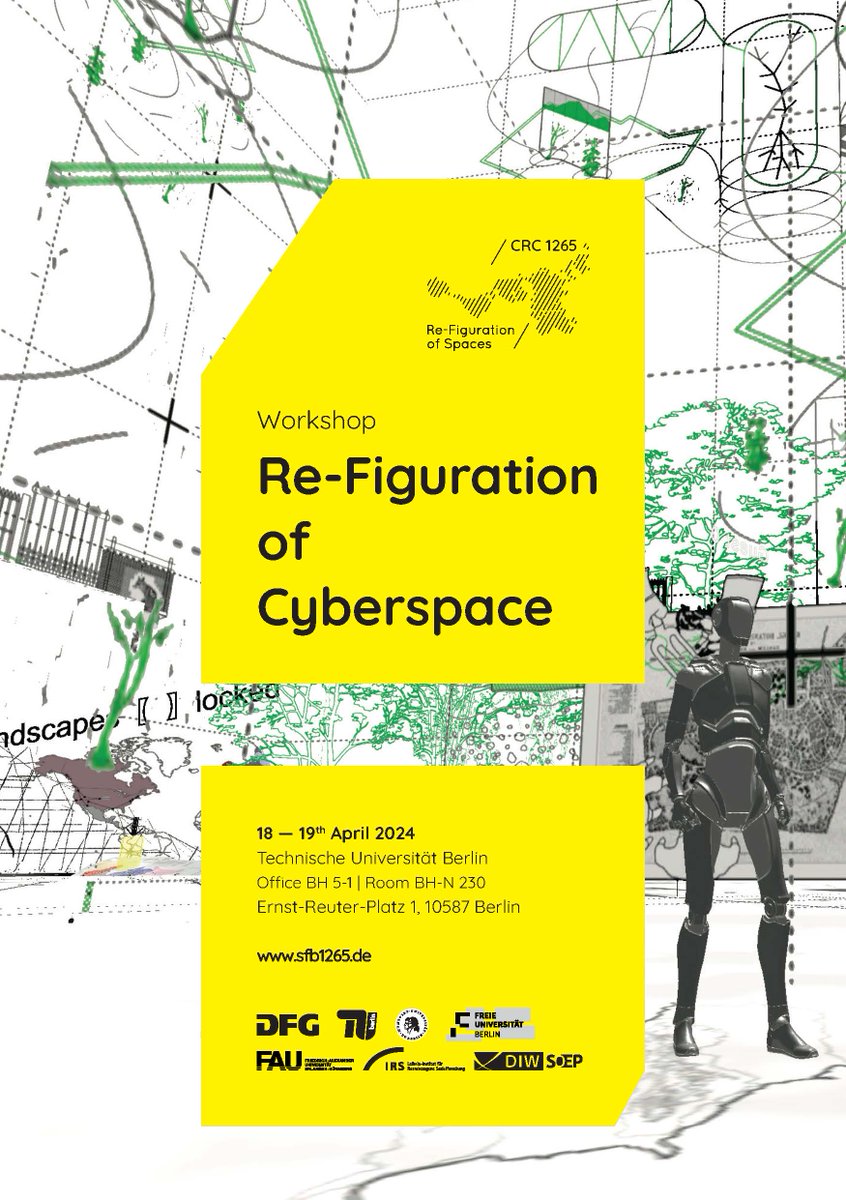 Upcoming workshop! 'Re-Figuration of #Cyberspace', where we will discuss spatial dimensions and dynamics of #internet #infrastructures and internet #governance: 🗓️April 18-19, 📍TU Berlin Find the program and registration link here: sfb1265.de/veranstaltunge…