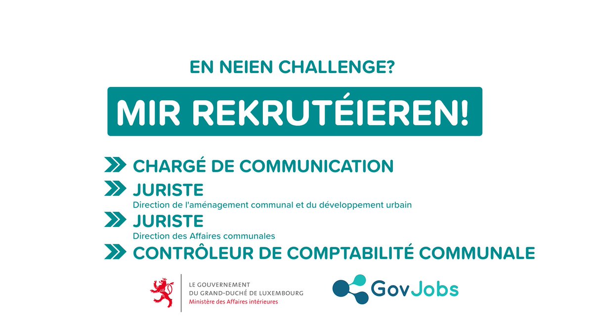 Den Inneministère rekrutéiert:
➡️All Informatioune ginn et op GovJobs: