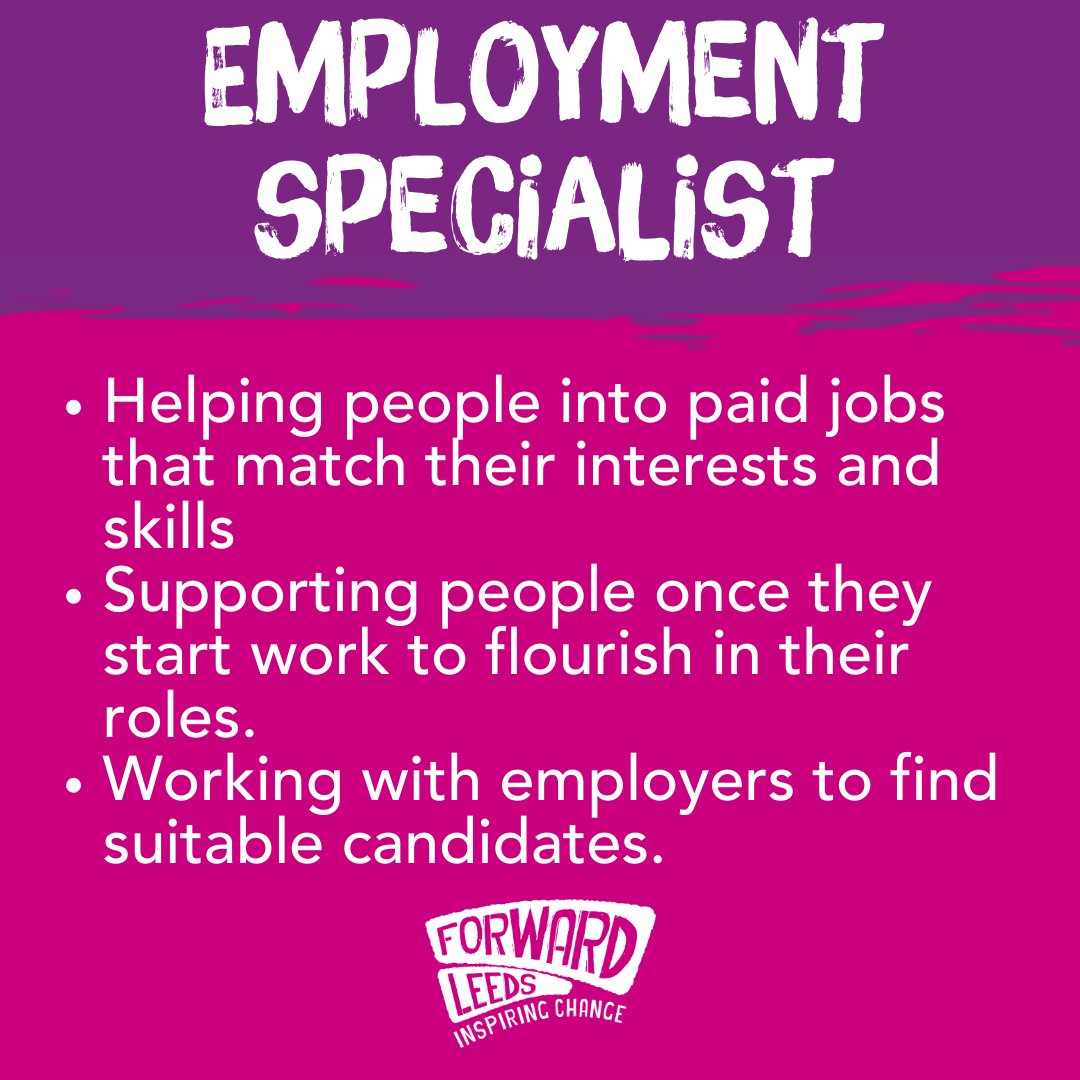 We've two great new vacancies 💜 IPS Employment Specialist 💜 Lead Practitioner - Sex Worker Outreach Really rewarding roles, supporting people who have experienced issues with alcohol/drugs who want to make changes to their life. More info on our website: forwardleeds.co.uk/join-us/jobs/