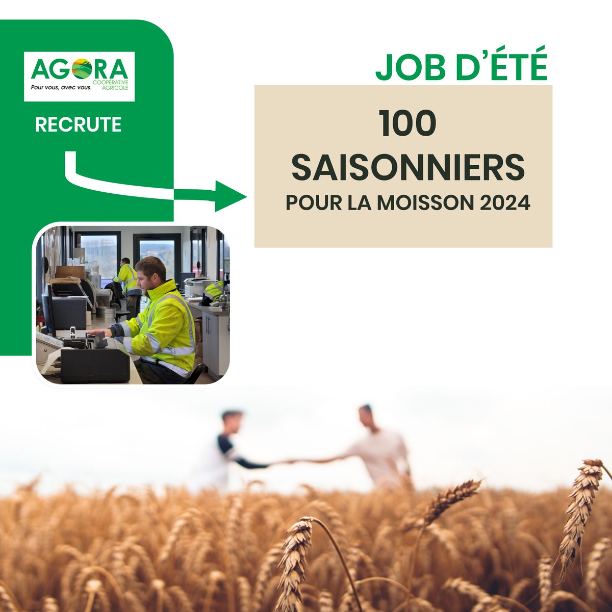 Agora recrute 100 saisonniers pour ses sites de l'Oise et du Val d'Oise ! #Adopteunsilo pour la #moisson2024 🌾👉Pour en savoir plus, rendez-vous sur notre site internet Agora coopérative rubrique Recrutement 🔍